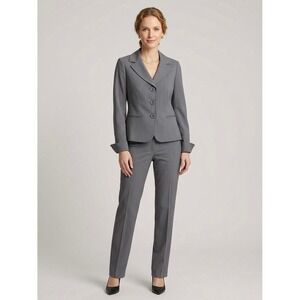 Lafayette 148 New York Petite Grey Pinstripe Wool Blend Blazer Jacket Size 8P